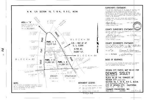 Click to see Parcel Map Book 18, pg. 28 (1990) of Nevada County Recorders Parcel Maps Book 18