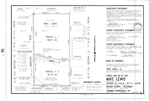 Click to see Parcel Map Book 18, pg. 30 (1990) of Nevada County Recorders Parcel Maps Book 18