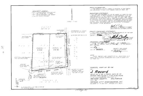 Click to see Parcel Map Book 18, pg. 37 (1990) of Nevada County Recorders Parcel Maps Book 18