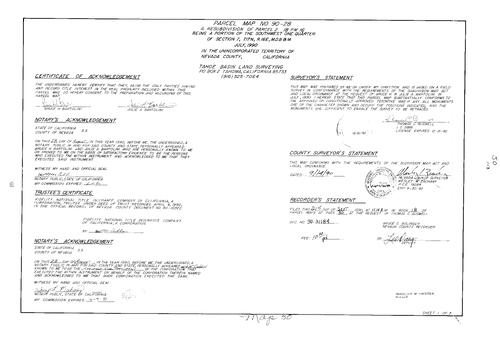 Click to see Parcel Map Book 18, pg. 50 (1990) of Nevada County Recorders Parcel Maps Book 18