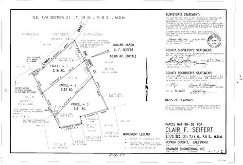 Click to see Parcel Map Book 18, pg. 63 (1990) of Nevada County Recorders Parcel Maps Book 18