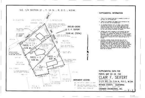 Click to see Parcel Map Book 18, pg. 63 (1990) of Nevada County Recorders Parcel Maps Book 18