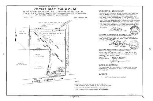 Click to see Parcel Map Book 18, pg. 65 (1990) of Nevada County Recorders Parcel Maps Book 18