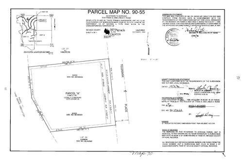 Click to see Parcel Map Book 18, pg. 70 (1990) of Nevada County Recorders Parcel Maps Book 18