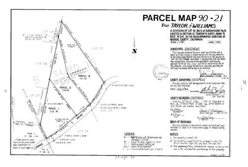 Click to see Parcel Map Book 18, pg. 72 (1990) of Nevada County Recorders Parcel Maps Book 18