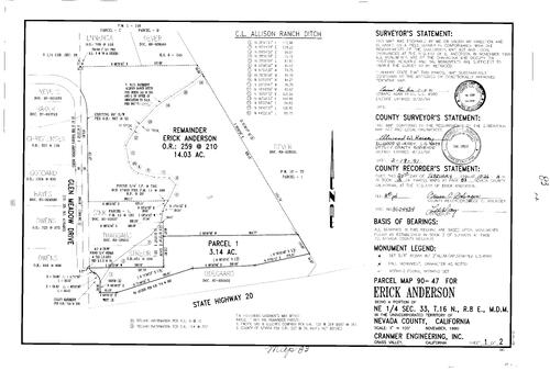 Click to see Parcel Map Book 18, pg. 83 (1991) of Nevada County Recorders Parcel Maps Book 18