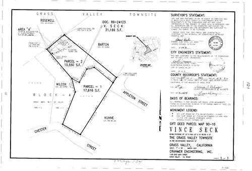 Click to see Parcel Map Book 18, pg. 104 (1991) of Nevada County Recorders Parcel Maps Book 18