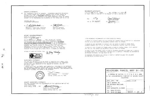 Click to see Parcel Map Book 18, pg. 111 (1991) of Nevada County Recorders Parcel Maps Book 18
