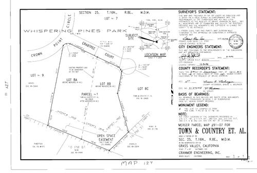 Click to see Parcel Map Book 18, pg. 127 (1991) of Nevada County Recorders Parcel Maps Book 18