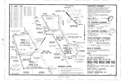 Click to see Parcel Map Book 18, pg. 130 (1992) of Nevada County Recorders Parcel Maps Book 18