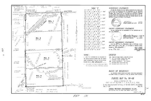 Click to see Parcel Map Book 18, pg. 131 (1992) of Nevada County Recorders Parcel Maps Book 18
