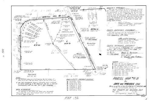Click to see Parcel Map Book 18, pg. 132 (1992) of Nevada County Recorders Parcel Maps Book 18