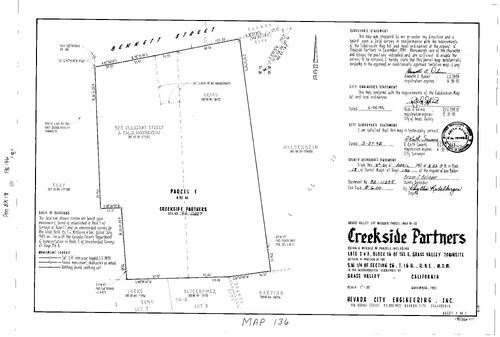 Click to see Parcel Map Book 18, pg. 136 (1992) of Nevada County Recorders Parcel Maps Book 18