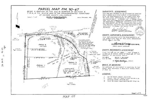 Click to see Parcel Map Book 18, pg. 137 (1992) of Nevada County Recorders Parcel Maps Book 18