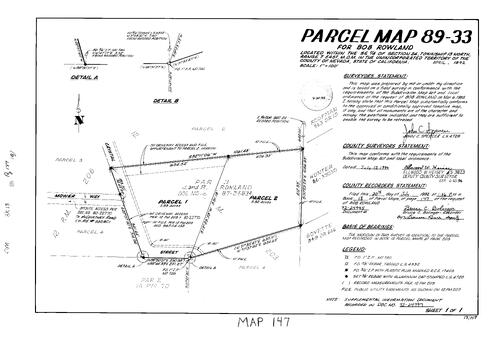 Click to see Parcel Map Book 18, pg. 147 (1992) of Nevada County Recorders Parcel Maps Book 18