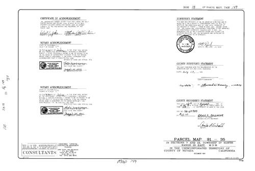 Click to see Parcel Map Book 18, pg. 149 (1992) of Nevada County Recorders Parcel Maps Book 18