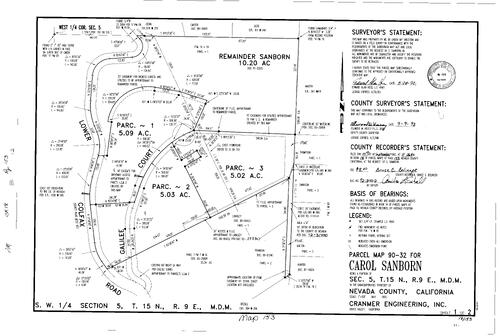 Click to see Parcel Map Book 18, pg. 153 (1992) of Nevada County Recorders Parcel Maps Book 18