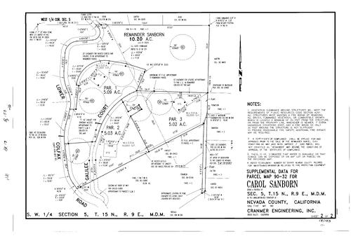 Click to see Parcel Map Book 18, pg. 153 (1992) of Nevada County Recorders Parcel Maps Book 18