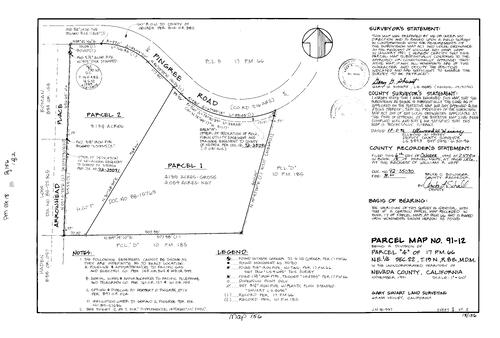 Click to see Parcel Map Book 18, pg. 156 (1992) of Nevada County Recorders Parcel Maps Book 18