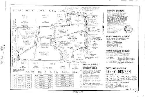 Click to see Parcel Map Book 18, pg. 157 (1992) of Nevada County Recorders Parcel Maps Book 18