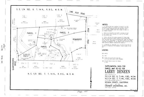 Click to see Parcel Map Book 18, pg. 157 (1992) of Nevada County Recorders Parcel Maps Book 18