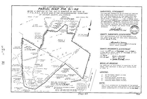 Click to see Parcel Map Book 18, pg. 163 (1992) of Nevada County Recorders Parcel Maps Book 18