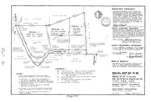 Click to see Parcel Map Book 18, pg. 170 (1993) of Nevada County Recorders Parcel Maps Book 18