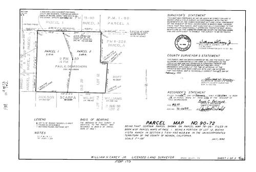 Click to see Parcel Map Book 18, pg. 173 (1993) of Nevada County Recorders Parcel Maps Book 18