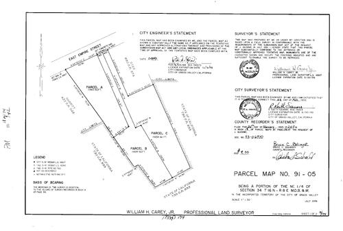 Click to see Parcel Map Book 18, pg. 174 (1993) of Nevada County Recorders Parcel Maps Book 18