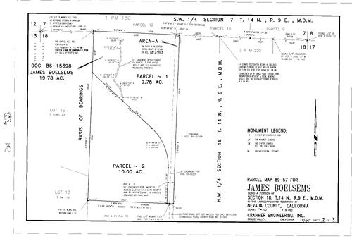 Click to see Parcel Map Book 18, pg. 175 (1993) of Nevada County Recorders Parcel Maps Book 18