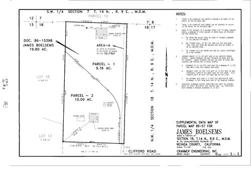 Click to see Parcel Map Book 18, pg. 175 (1993) of Nevada County Recorders Parcel Maps Book 18