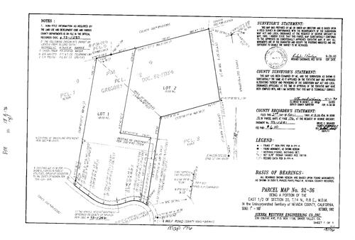 Click to see Parcel Map Book 18, pg. 176 (1993) of Nevada County Recorders Parcel Maps Book 18