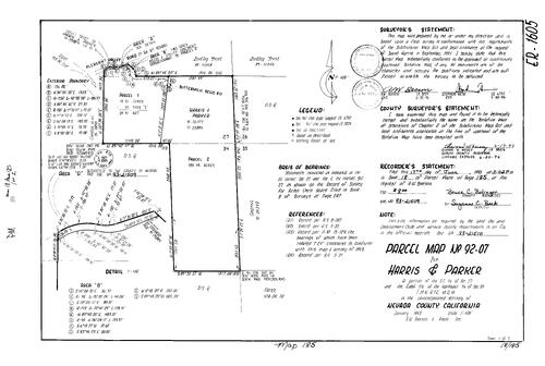 Click to see Parcel Map Book 18, pg. 185 (1993) of Nevada County Recorders Parcel Maps Book 18