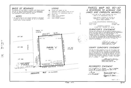 Click to see Parcel Map Book 18, pg. 187 (1993) of Nevada County Recorders Parcel Maps Book 18