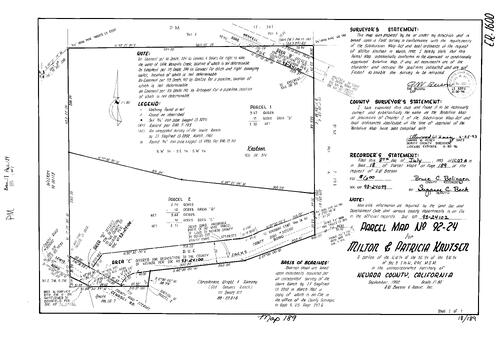 Click to see Parcel Map Book 18, pg. 189 (1993) of Nevada County Recorders Parcel Maps Book 18