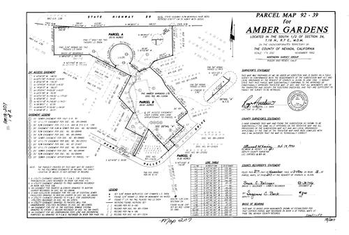 Click to see Parcel Map Book 18, pg. 207 (1993) of Nevada County Recorders Parcel Maps Book 18