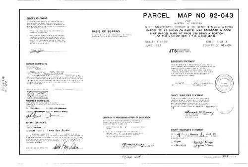 Click to see Parcel Map Book 18, pg. 218 (1994) of Nevada County Recorders Parcel Maps Book 18