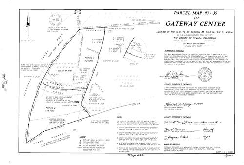 Click to see Parcel Map Book 18, pg. 222 (1994) of Nevada County Recorders Parcel Maps Book 18