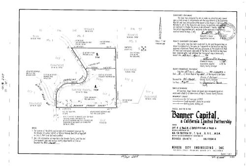Click to see Parcel Map Book 18, pg. 225 (1994) of Nevada County Recorders Parcel Maps Book 18