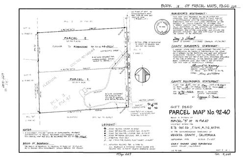 Click to see Parcel Map Book 18, pg. 229 (1994) of Nevada County Recorders Parcel Maps Book 18