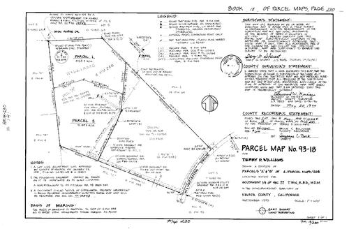 Click to see Parcel Map Book 18, pg. 230 (1994) of Nevada County Recorders Parcel Maps Book 18