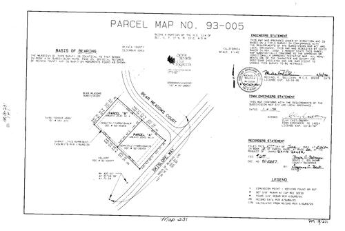 Click to see Parcel Map Book 18, pg. 231 (1994) of Nevada County Recorders Parcel Maps Book 18
