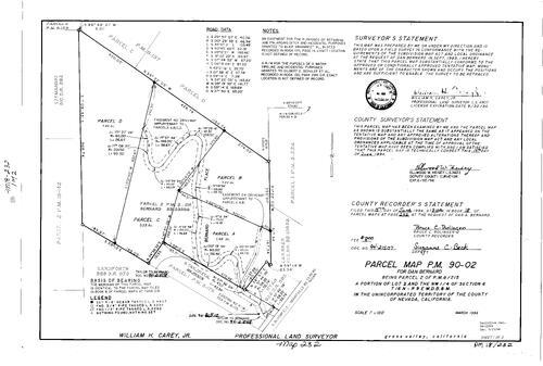 Click to see Parcel Map Book 18, pg. 232 (1994) of Nevada County Recorders Parcel Maps Book 18