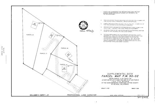 Click to see Parcel Map Book 18, pg. 232 (1994) of Nevada County Recorders Parcel Maps Book 18