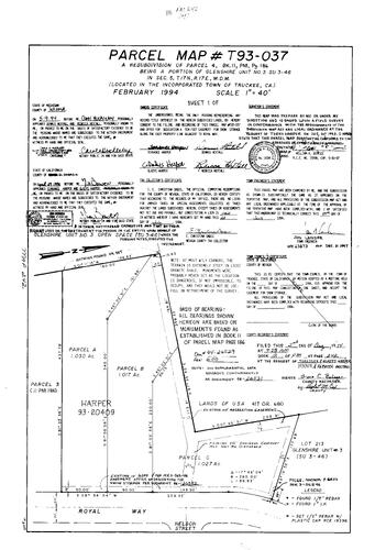 Click to see Parcel Map Book 18, pg. 242 (1994) of Nevada County Recorders Parcel Maps Book 18