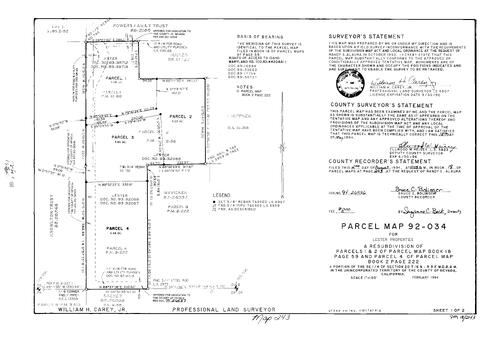 Click to see Parcel Map Book 18, pg. 243 (1994) of Nevada County Recorders Parcel Maps Book 18