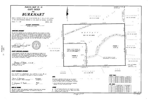 Click to see Parcel Map Book 18, pg. 249 (1994) of Nevada County Recorders Parcel Maps Book 18