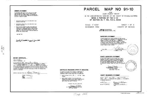 Click to see Parcel Map Book 18, pg. 255 (1994) of Nevada County Recorders Parcel Maps Book 18