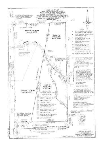 Click to see Parcel Map Book 18, pg. 282 (1995) of Nevada County Recorders Parcel Maps Book 18