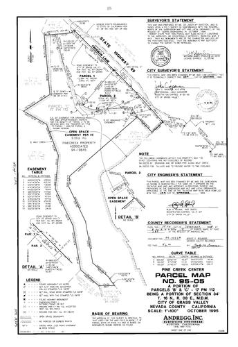 Click to see Parcel Map Book 18, pg. 285 (1995) of Nevada County Recorders Parcel Maps Book 18